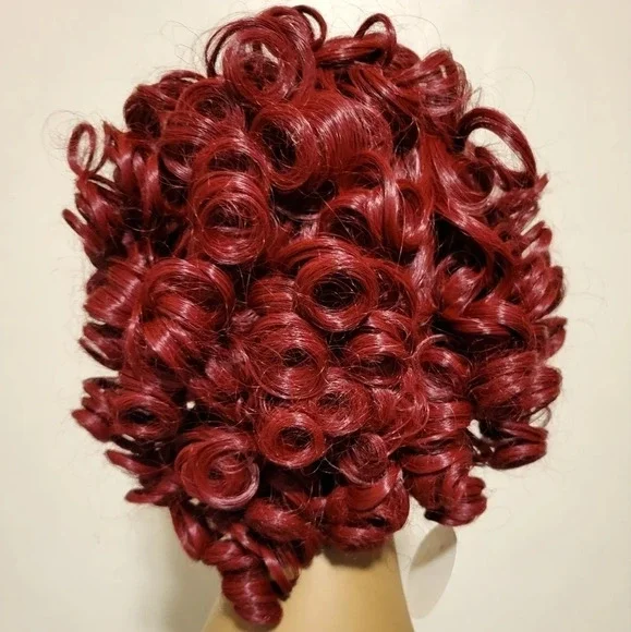 Pincurled Wig w/bangs - RED - Picture 5 of 12
